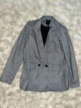 Forever 21 Gray Plaid Double-Breasted Blazer
